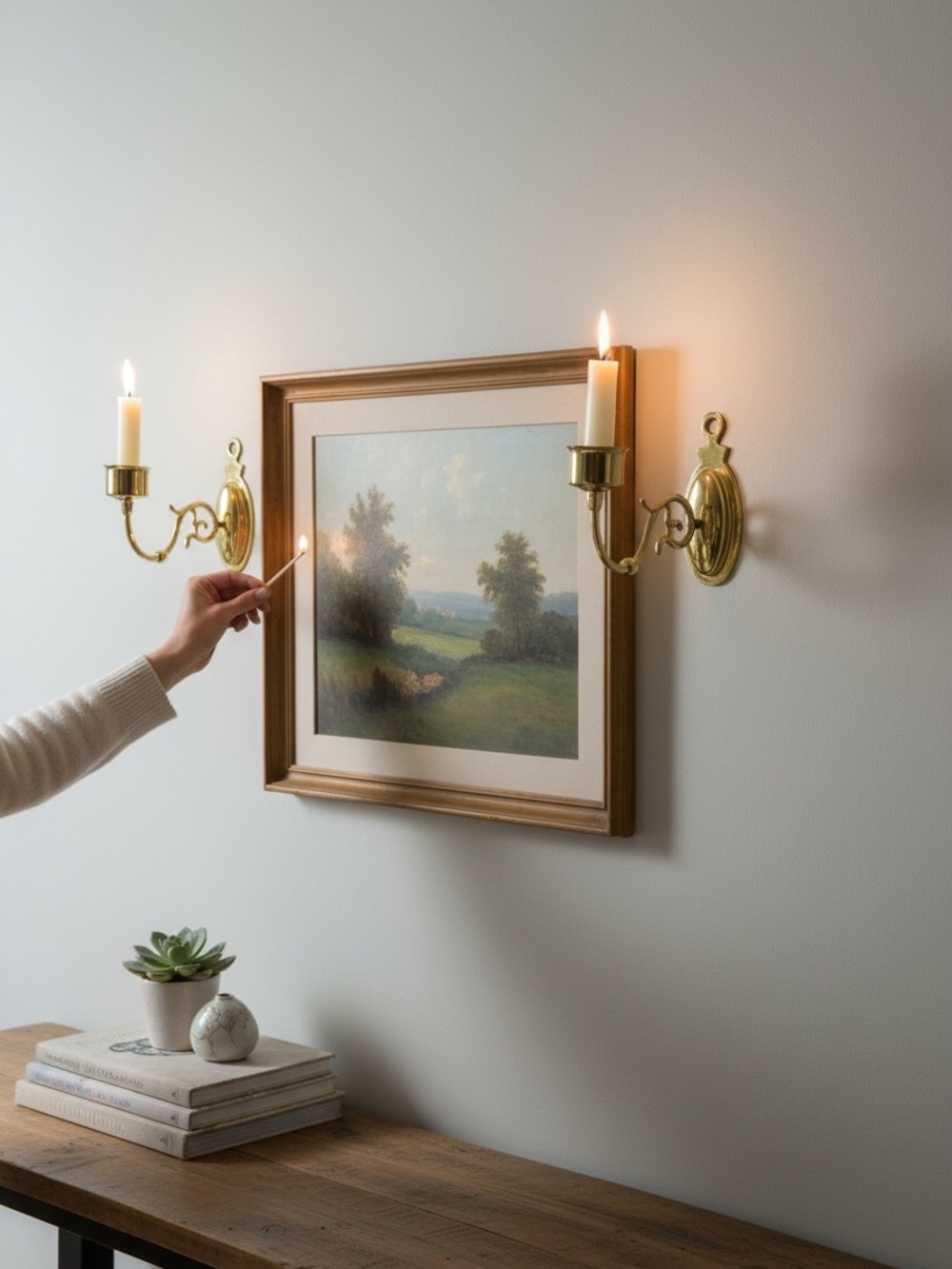 Polished Brass Candle Holders - Pair